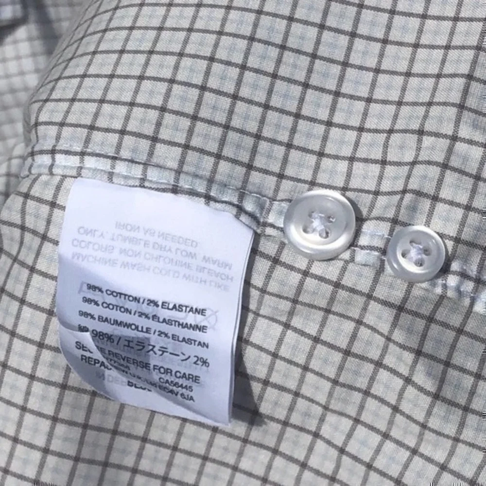 J.Crew Ladlow Men Shirt | Sz. 15 | White Brown | Long Sleeve Button Down Shirt